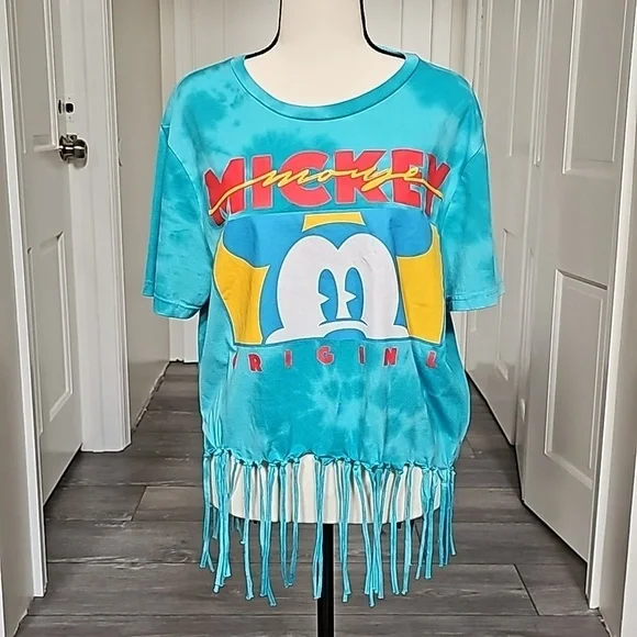 Disney Mickey Mouse Original Blue Tie dye T-shirt Classic Mickey Size Large - Picture 6 of 8
